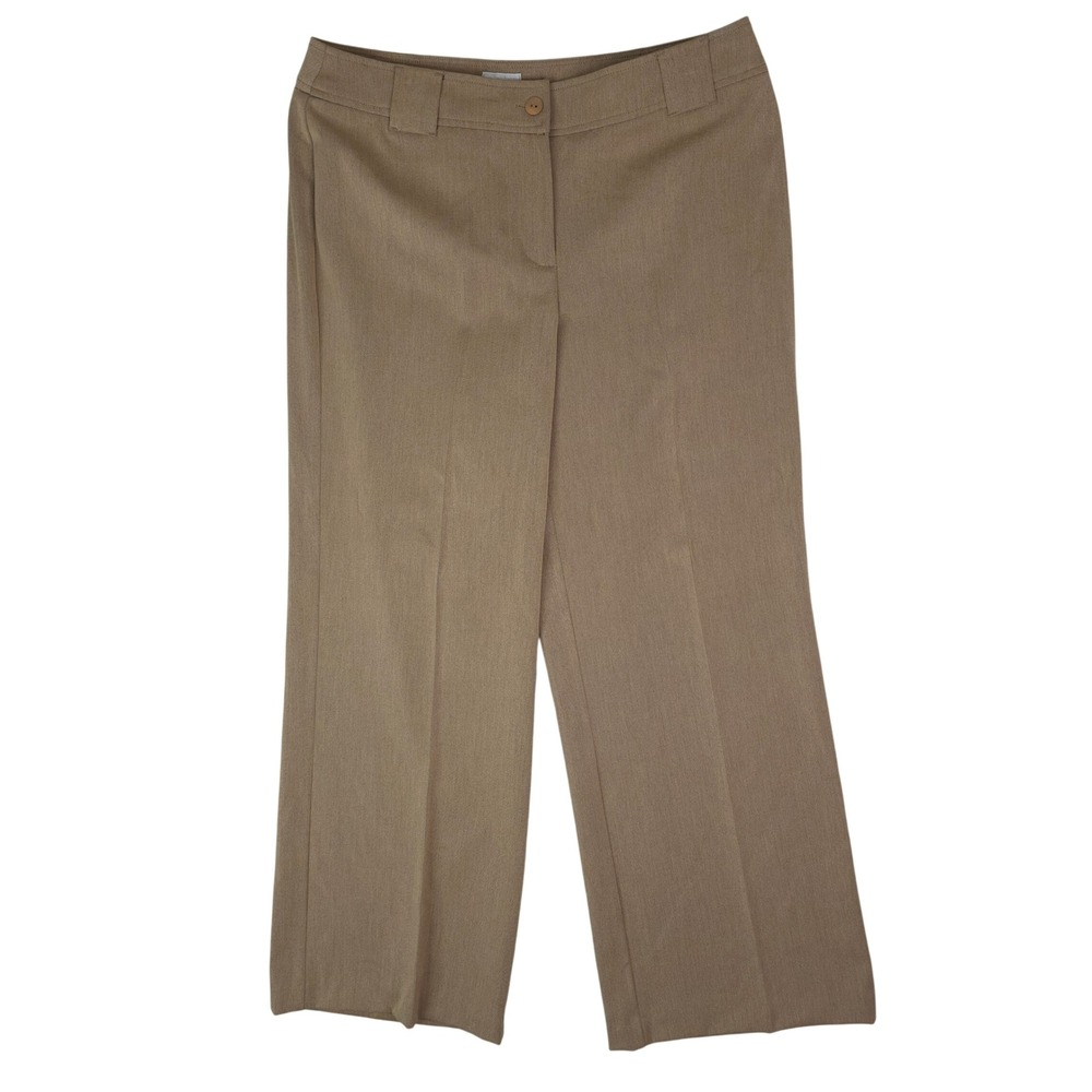 Chicos Dress Pants Womens 2 Reg Tan Brown Viscose Blend Straight Leg Trousers